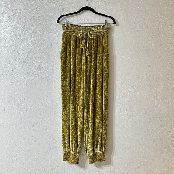 Anthropologie Gloria Velvet Joggers Harvest Yellow Women Small - Picture 2 of 8